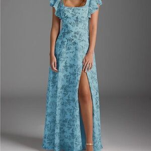 Azazie Light Blue Floral Maxi Dress